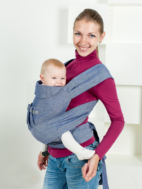 Слинг рюкзак эргономичный, май-слинг переноска для ребёнка с 0 до 3-х лет Лондон, Мамарада 100% лён, image 1