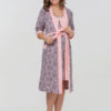Комплект для роддома халат и сорочка для беременных и кормящих мам Nataly розовый, lovely mammy image 1