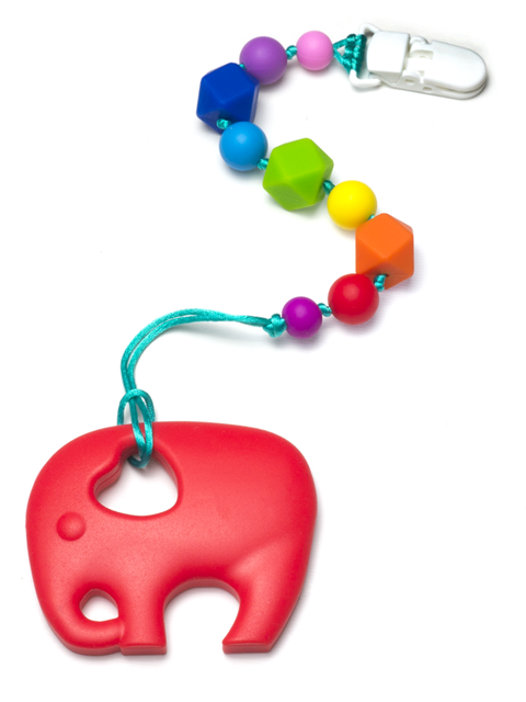 Силиконовый грызунок Слоник Красный на Радужном Держателе Image1, прорезыватели для зубов