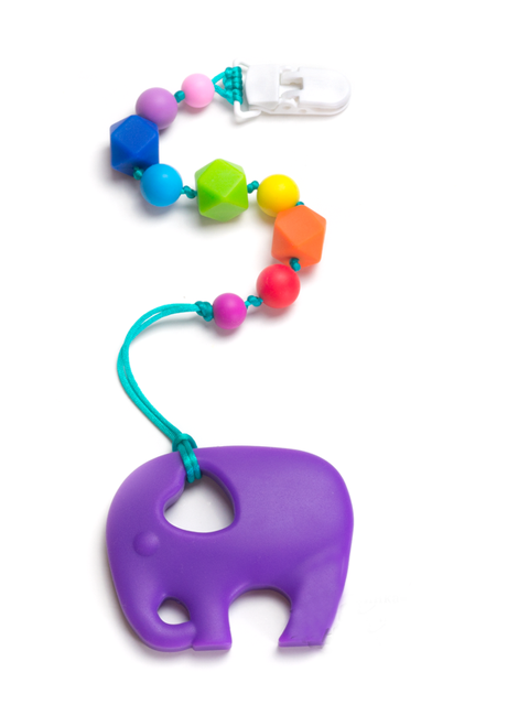 Силиконовый грызунок Слоник лавандовый на радужном держателе Image1, прорезыватели для зубов