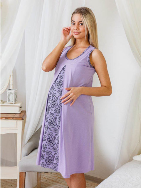 Комплект в роддом халат и сорочка для беременных и кормящих Наталья фиолетовый, image5