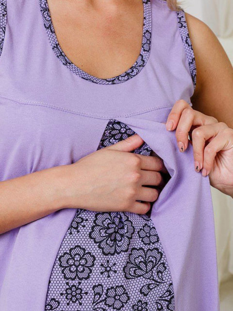 Комплект в роддом халат и сорочка для беременных и кормящих Наталья фиолетовый, image6