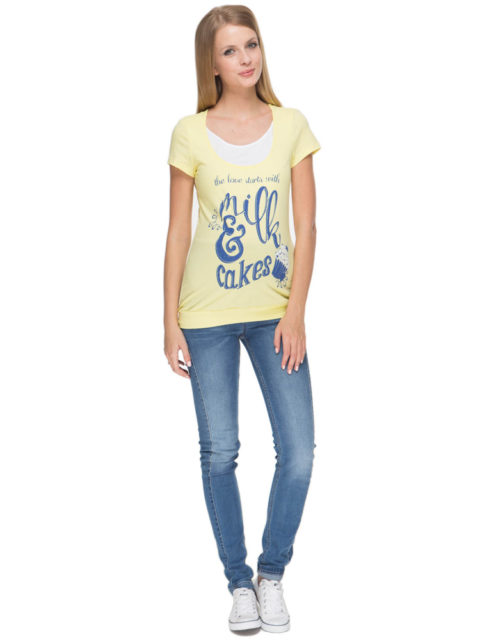 Футболка для беременных и кормящих мам Агна жёлтая image 1