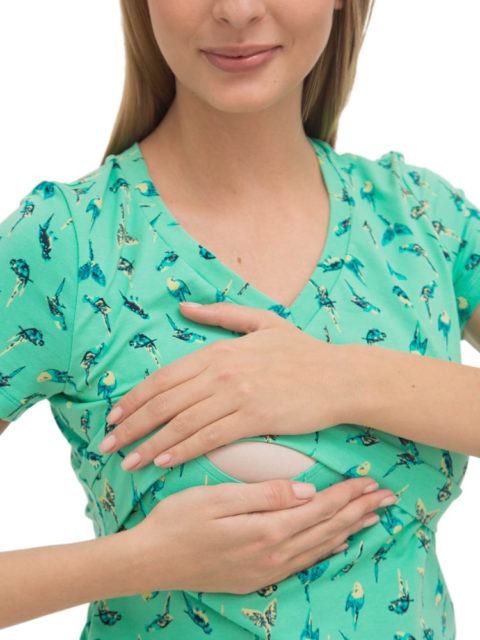 Футболка для беременных, футболка для кормящих мам, Ялта бирюза image 3