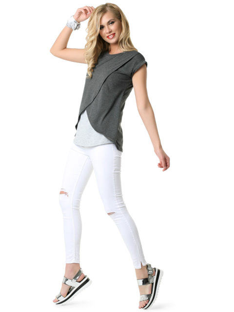 Футболка для беременных и кормящих Хельга темно-серый image 2