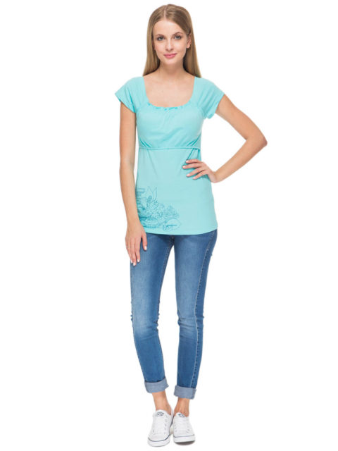 Футболка для кормящих мам ФХ07 аква Футболка для кормящих мам ФХ07 аква image 1