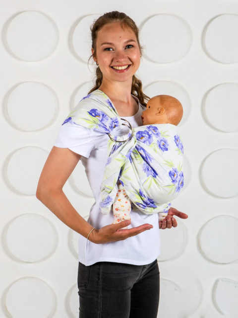 Слинг для новорожденных от 0 Пион цветы сиреневый img4