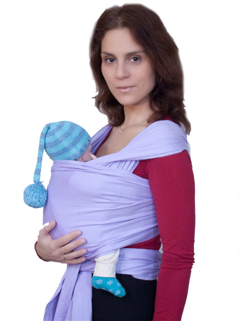 Трикотажный слинг шарф для новорожденных Карауш лаванда, image1