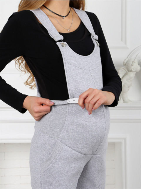 Теплый комбинезон для беременных серый меланж, image2
