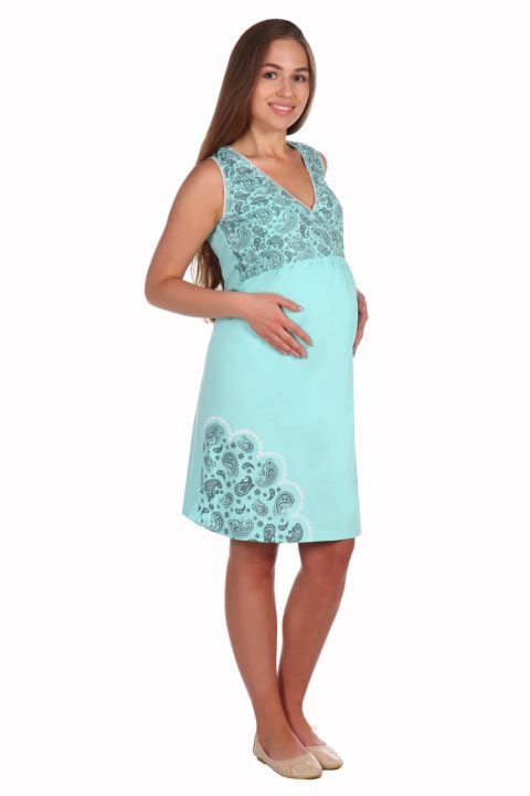 Ночная сорочка в роддом для беременных и кормящих мам 8.04 Пейсли ментол images3