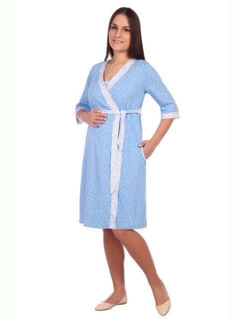 Комплект халат и сорочка для беременных и кормящих Веста голубой, image6 Комплект халат и сорочка для беременных и кормящих Веста голубой, image6