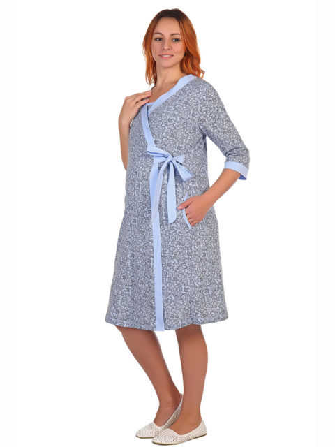 Комплект халат и сорочка для беременных и кормящих Колибри голубой, image2