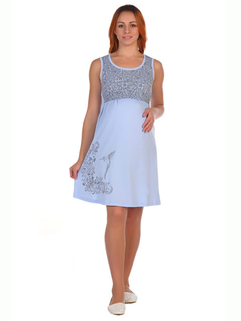 Комплект халат и сорочка для беременных и кормящих Колибри голубой, image11