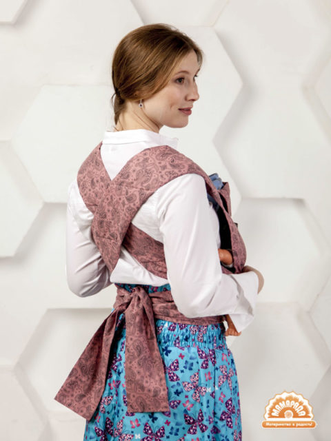 Май-слинг с 3 месяцев Пейсли розовый