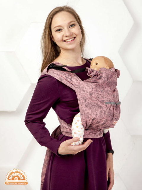 Май-слинг с 3 месяцев Пейсли розовый с подголовником Май-слинг с 3 месяцев Пейсли розовый с подголовником