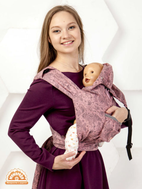 Май-слинг с 3 месяцев Пейсли розовый с подголовником Май-слинг с 3 месяцев Пейсли розовый с подголовником