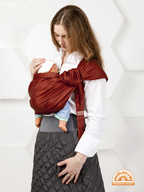 Слинг с кольцами для новорожденных Малина-терракот