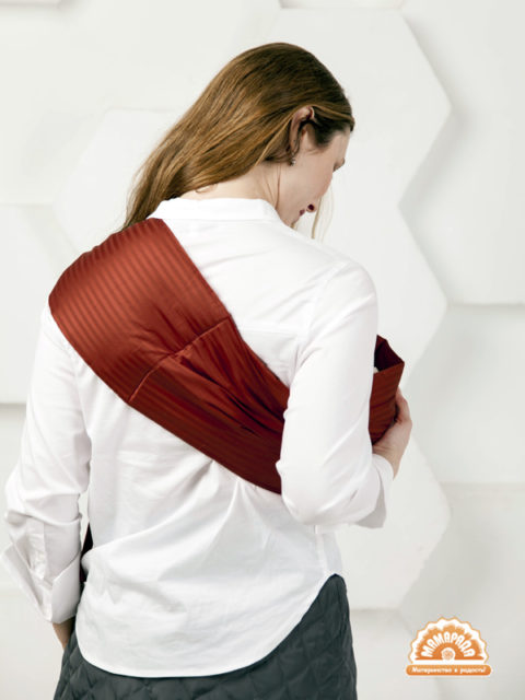 Слинг с кольцами для новорожденных Малина-терракот