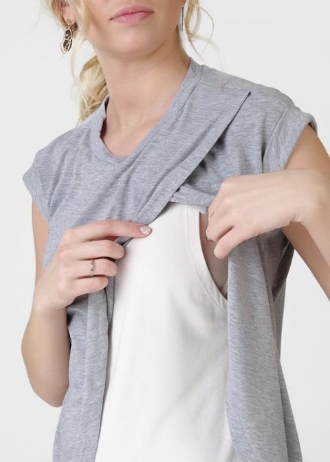 Футболка для беременных и кормящих Хельга серый меланж Футболка для беременных и кормящих Хельга серый меланж