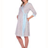 Комплект в роддом халат и сорочка Мишки серый/голубой для беременных и кормящих