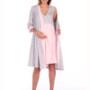 Комплект в роддом халат и сорочка Мишки серый/розовый для беременных и кормящих