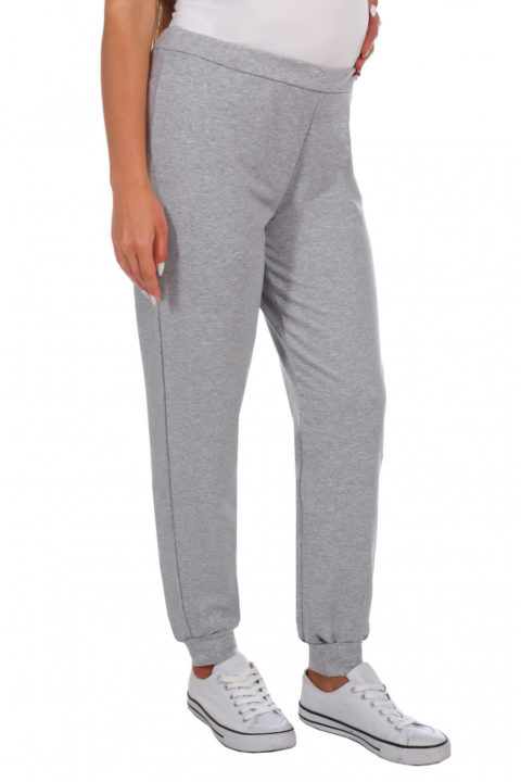 Брюки для беременных спортивные Стайл, футер серый меланж