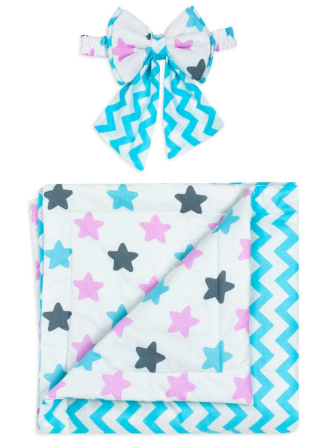 Конверт-одеяло на выписку «Bambino» белый волны/звезды, лето