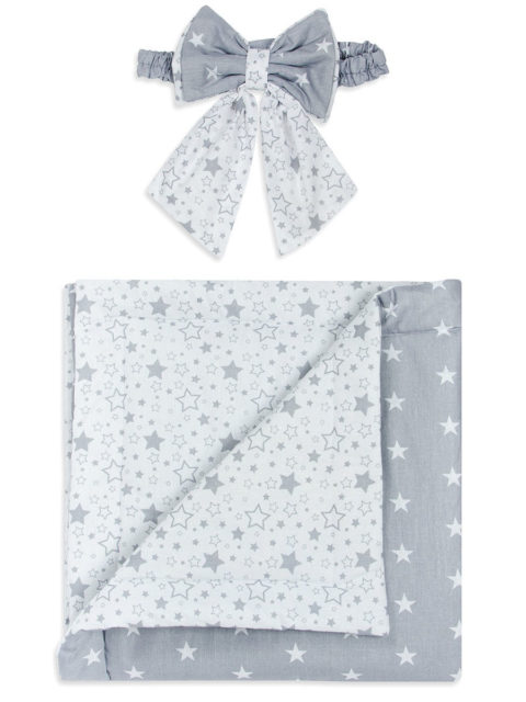 Конверт-одеяло на выписку «Bambino» серый белый/звезды, лето