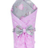 Конверт-одеяло на выписку «Bambino» серый розовый/звезды, лето