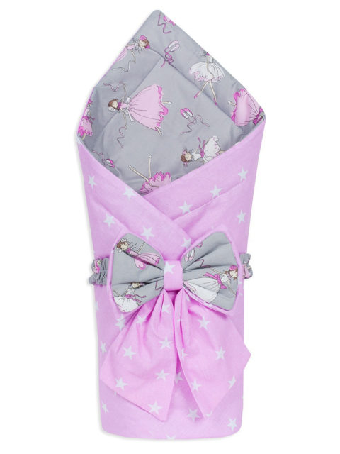 Конверт-одеяло на выписку «Bambino» серый розовый/звезды, лето