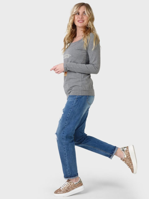 Лонгслив для беременных и кормящих Корнелия, серый меланж