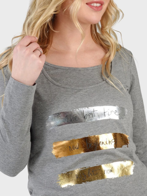 Лонгслив для беременных и кормящих Корнелия, серый меланж