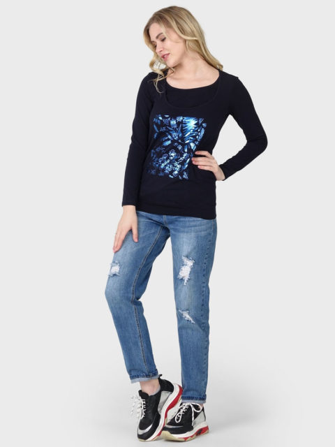 Лонгслив для беременных и кормящих Корнелия, темно-синий