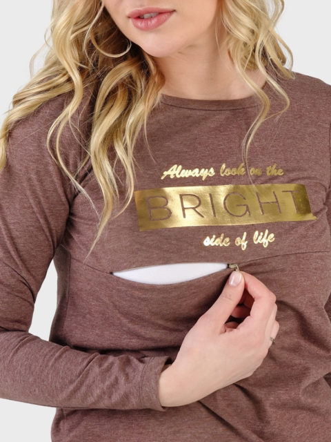 Лонгслив для беременных и кормящих Майя, кофейный Лонгслив для беременных и кормящих Майя, кофейный