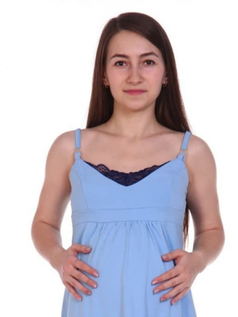 Сорочка для беременных и кормящих Карина, голубой