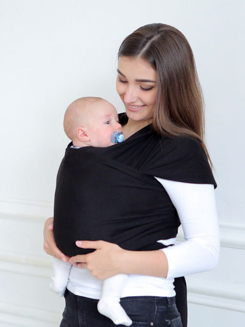 Трикотажный слинг-шарф для новорожденных, Черный оникс