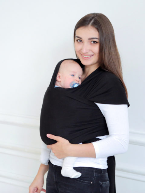 Трикотажный слинг-шарф для новорожденных, Черный оникс