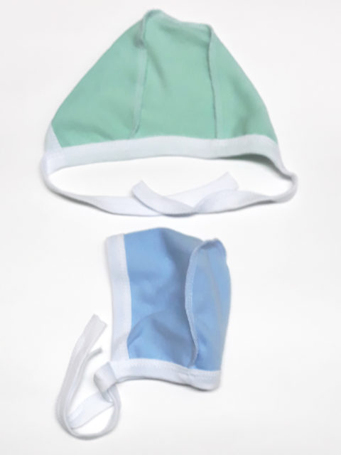 Чепчик интерлок, швы наружу, 2 штуки Однотонный голубой/ментол Чепчик интерлок, швы наружу, 2 штуки Однотонный голубой/ментол