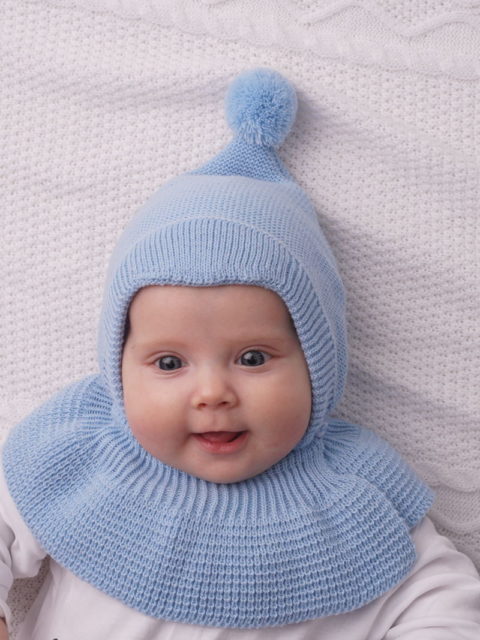 Шапка-капор детская на хл. подкладке (от +5 до -5) "Соня", голубой