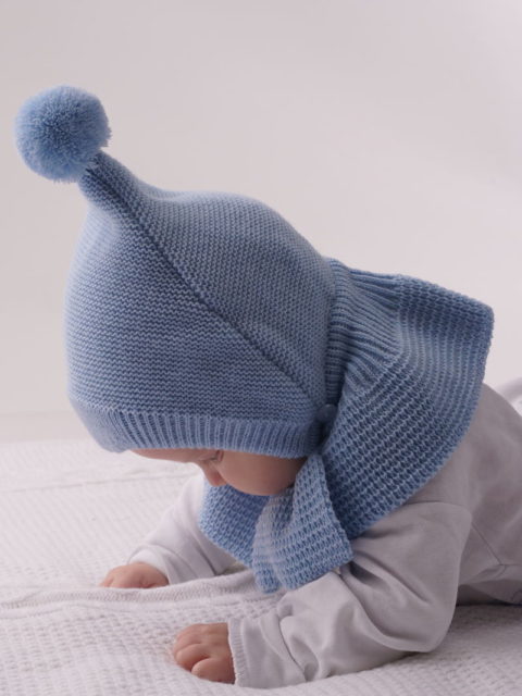 Шапка-капор детская на хл. подкладке (от +5 до -5) "Соня", голубой