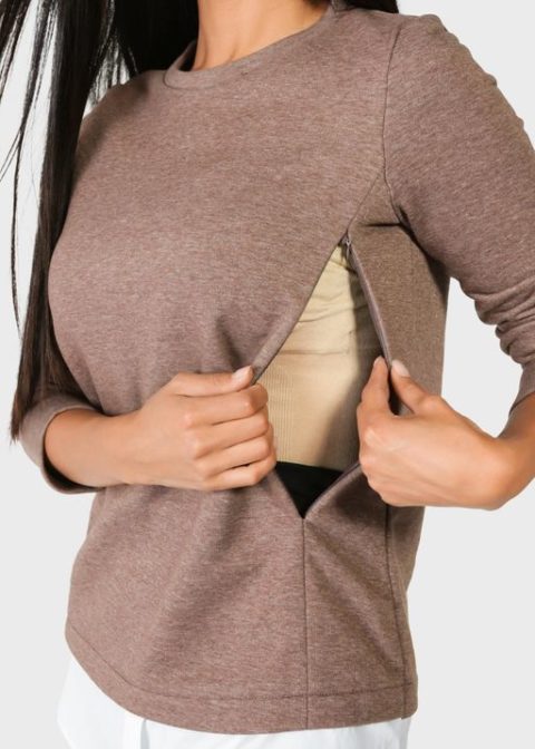 Толстовка для беременных и кормящих Дарина, кофейный Толстовка для беременных и кормящих Дарина, кофейный