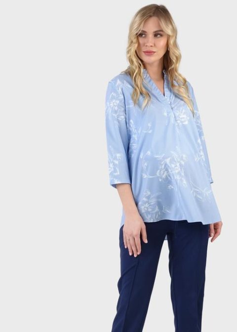 Блузка для беременных и кормления Жасмин, голубой