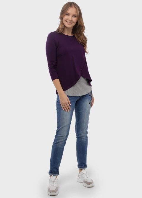 Лонгслив для беременных и кормящих Ольга, слива