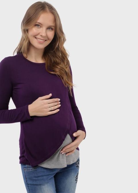 Лонгслив для беременных и кормящих Ольга, слива