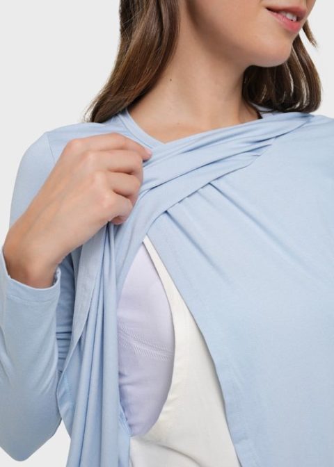 Лонгслив для беременных и кормящих Ольга, голубой