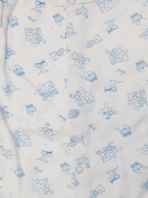 Боди для новорожденных с длинным рукавом Карусель, 107/2 белый/голубой зайки и мишки Боди для новорожденных с длинным рукавом Карусель, 107/2 белый/голубой зайки и мишки