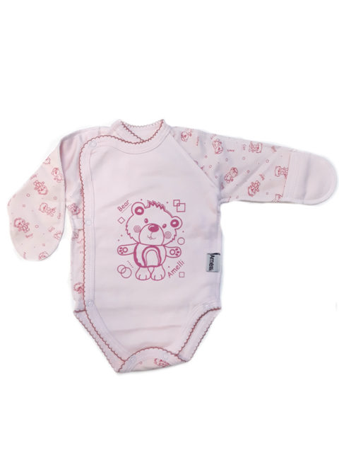 Боди для новорожденных с длинным рукавом Amelli КЛ.110.004.0.027.005 Мишутка/розовый
