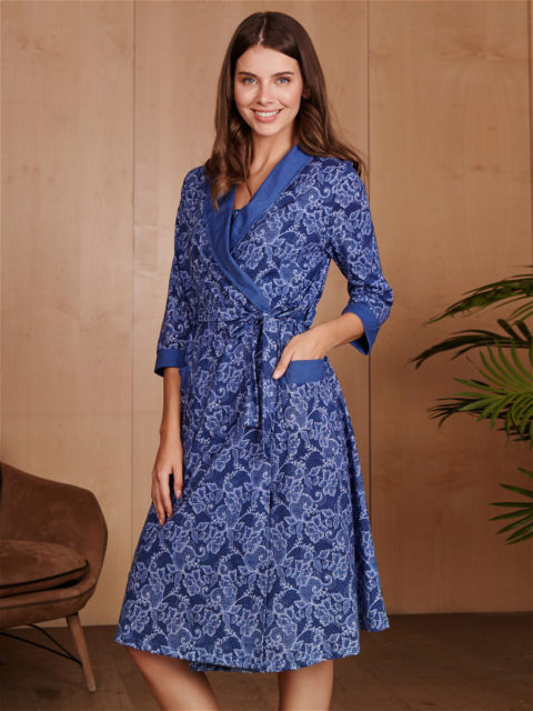 Комплект в роддом халат и сорочка Victory синий для беременных и кормящих Комплект в роддом халат и сорочка Victory синий для беременных и кормящих