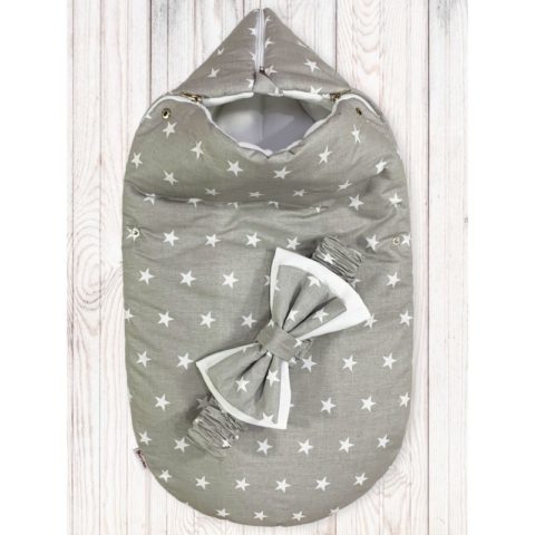 Зимний конверт для новорожденных на выписку "Звезды на сером" Зимний конверт для новорожденных на выписку "Звезды на сером"