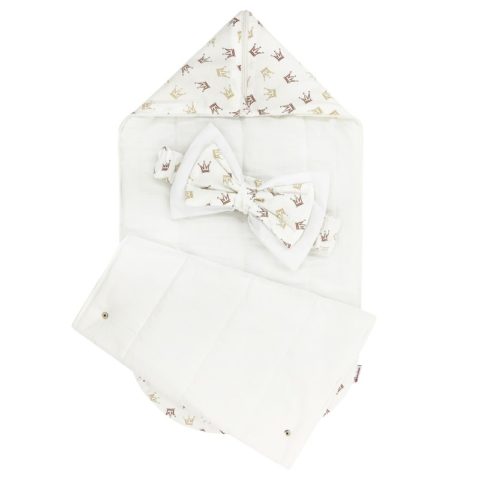 Конверт на выписку утепленный "Crowns" с бантом, зима Конверт на выписку утепленный "Crowns" с бантом, зима